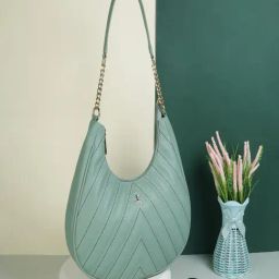 Mochi Light Green Textured Medium Hobo Bag-image-45