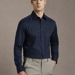 Louis Philippe Navy Cotton Regular Fit Printed Shirt-picture-31