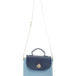 Globus Women Blue Colourblocked Vegan Leather Sling Bag-38