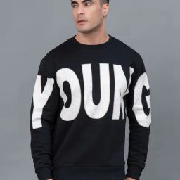 Red Tape Black Regular Fit Graphic Print Sweatshirt-6