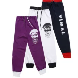 Vimal Jonney Kids Multicolor Printed Trackpants - Pack of 3-image-83