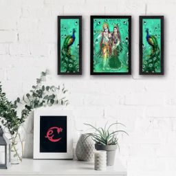eCraftIndia Set Of 3 Radha Krishna Satin Matt Texture UV Art Painting-image-61