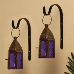 Homesake 'Birthday' Dark Brown & Blue Metal Hanging Candle Holder - Set of 2-image-96