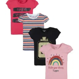 Plum Tree Kids Multicolour Cotton Printed T-Shirts-image-5