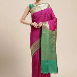 Banarasi Silk Works Pink Silk Woven Saree With Unstitched Blouse-picture-44
