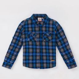 Ed-a-Mamma Kids Blue Cotton Chequered Full Sleeves Shirts-image-17