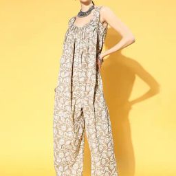 Ziyaa Brown Floral Print Jumpsuit-image-49