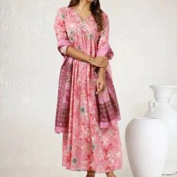 Soch Pink Cotton Printed A Line Kurta-picture-3