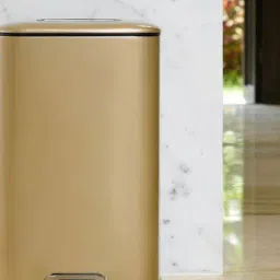 OBSESSIONS Champagne Gold Stainless Steel Step Dustbin With Deodorizer Compartment (6 Litre)-image-60