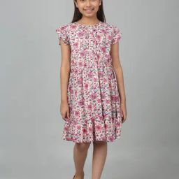 Cantabil Kids Pink Floral Print Dress-image-65
