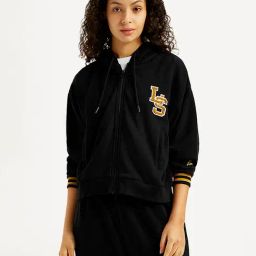 Levi's Black Logo Front Open Hoodie-image-5