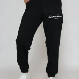 Lounge Dreams Black Cotton Solid Joggers-image-70