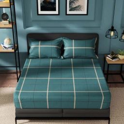 Nautica Northsail Green 150 TC Cotton King Bedsheet with 2 Pillow Covers-image-36