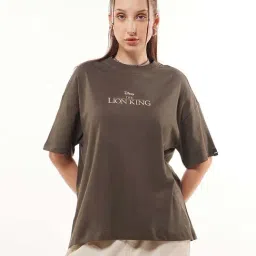 Bewakoof Brown Print Cotton Relaxed Fit T-Shirt-image-46