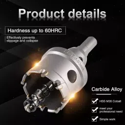 uptodatetools Hole Saw Cutter Drill Bit Masonry Type Round 40 mm Diameter Chrome Finish image 5