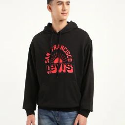 Levi's Black Cotton Regular Fit Printed Hooded Sweatshirt-image-18