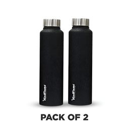 Hindflame Black & Silver-Toned Set of 2 Stainless Steel Solid Single Wall Vacuum Water Bottle-18