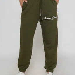 Lounge Dreams Olive Cotton Solid Joggers-picture-46