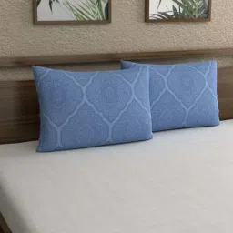 Dreamscape Blue Cotton 140 TC 105 GSM Pillow Cover - Set of 2-picture-27