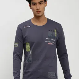 SHOWOFF Navy Blue Slim Fit Printed Sweatshirt-picture-12