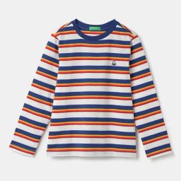 United Colors of Benetton Kids Multicolor Cotton Striped Full Sleeves T-Shirt-image-37