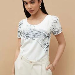 Code By Lifestyle Off White Regular Fit Printed Top-picture-11