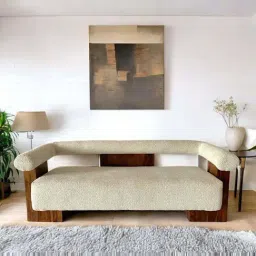 Ikiriya Westfield Off White Sheesham Wood Mid Century 3 Seater Sofa in Teak Finish-image-13