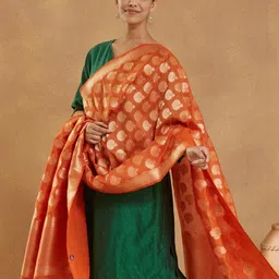 Fabindia Ethnic Motifs Woven Design Zari Dupatta-picture-41
