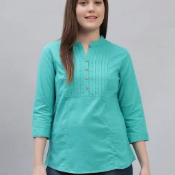 Cantabil Blue Regular Fit Solid Tunic-47