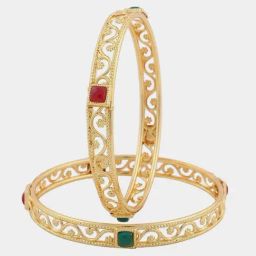 Zeneme Gold Plated Cubic Zirconia Studded Bangles Set of 4 image 2