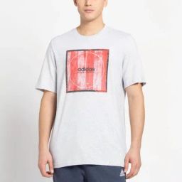 Adidas Grey Cotton Regular Fit Printed T-Shirt-image-44