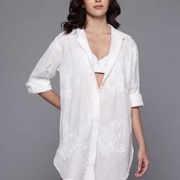 NEXT Floral Embroidered Longline Casual Cover-Up Shirt-43