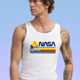 Uniplanet store Printed Scoop Neck Gym Vest UVM-RAINBOW-NASA-WHT-S-image-97