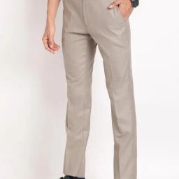 Turtle Brown Cotton Slim Fit Dobby Trousers-image-99