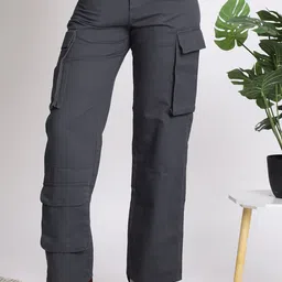 IVOC Women Straight Fit High-Rise Cargos Trousers-picture-48