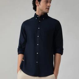 SUBTRACT Navy Regular Fit Shirt-image-7