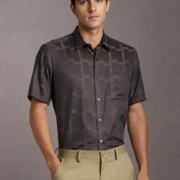 Louis Philippe Brown Cotton Regular Fit Printed Shirt-picture-31