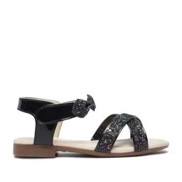 Tiny Bugs Kids Black & Off-White Cross Strap Sandals-image-70