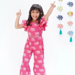 Lil Drama Kids Pink Printed Jumpsuit-picture-13