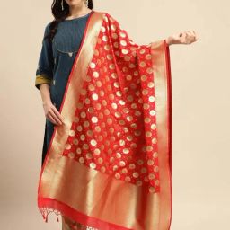 Banarasi Style Red Woven Pattern Dupatta-image-21