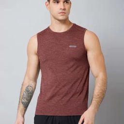Cantabil Maroon Regular Fit Sleeveless Sports T-Shirt-image-21