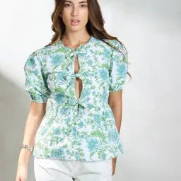 VIRGIO Multi Cotton Floral Short Sleeves Top-picture-20