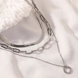 Sohi The Halo Snakechain Multi-Layer Necklace for Women-image-76