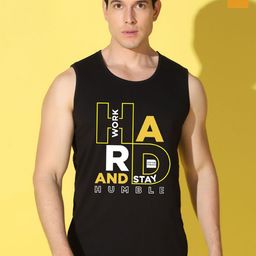 WOOSTRO Pack Of 2 Printed Combed Cotton Gym Vests VWS26(HARD BLACK)(RUN MUSTARD)-8