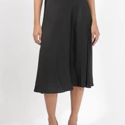 RAREISM Black Polyester Solid Skirt-image-20