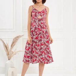 KASSUALLY Red & White Printed Midi Dress-picture-22