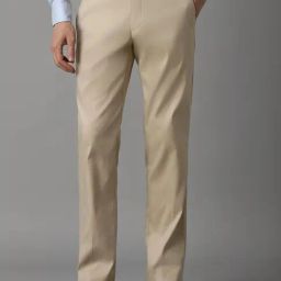 Louis Philippe Beige Cotton Slim Fit Trousers-picture-28