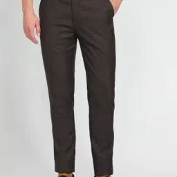 Arrow Brown Slim Fit Self Pattern Trousers-picture-28