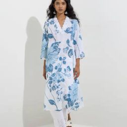 Utsa by Westside Blue Botanical Design A-Line Kurta-image-75