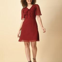 Tushita Flared Sleeve Georgette A-Line Dress-picture-23
